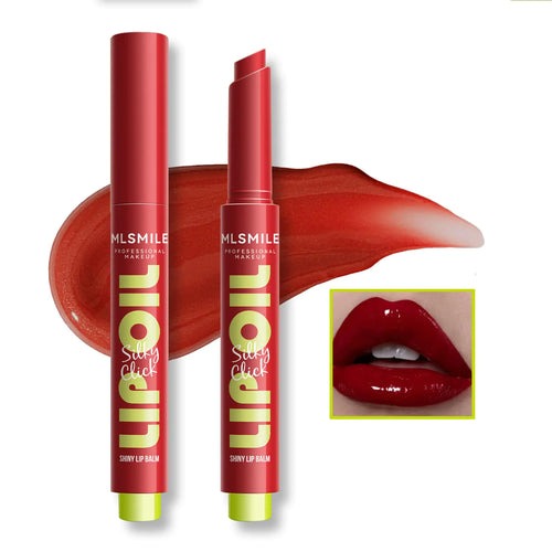 Press Lipstick Lip Oil Slick ClickKorean Shining Hydrating Jelly Solid Lip GlossMirror Glass Lip Glaze Moisturizing Lipstick Solid Water Gloss Lip TintVivid Color Glossy Lip Makeup for Girls (07#)