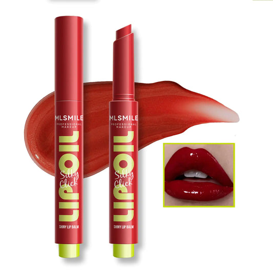 Press Lipstick Lip Oil Slick ClickKorean Shining Hydrating Jelly Solid Lip GlossMirror Glass Lip Glaze Moisturizing Lipstick Solid Water Gloss Lip TintVivid Color Glossy Lip Makeup for Girls (07#)