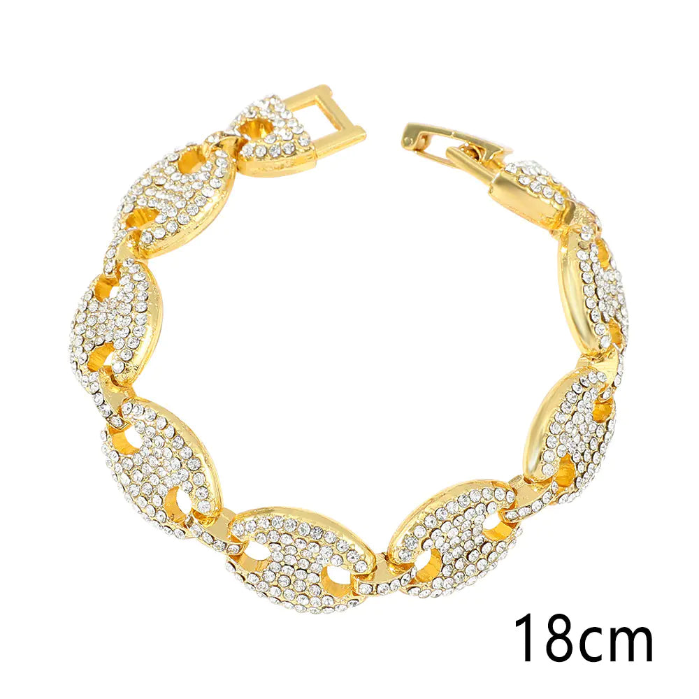 Diamond Button Pig Nose Bracelet for Women