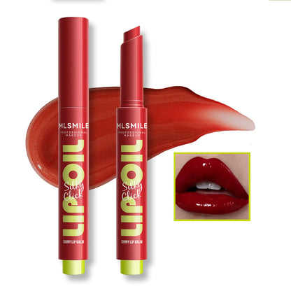 Press Lipstick Lip Oil Slick ClickKorean Shining Hydrating Jelly Solid Lip GlossMirror Glass Lip Glaze Moisturizing Lipstick Solid Water Gloss Lip TintVivid Color Glossy Lip Makeup for Girls (07#)