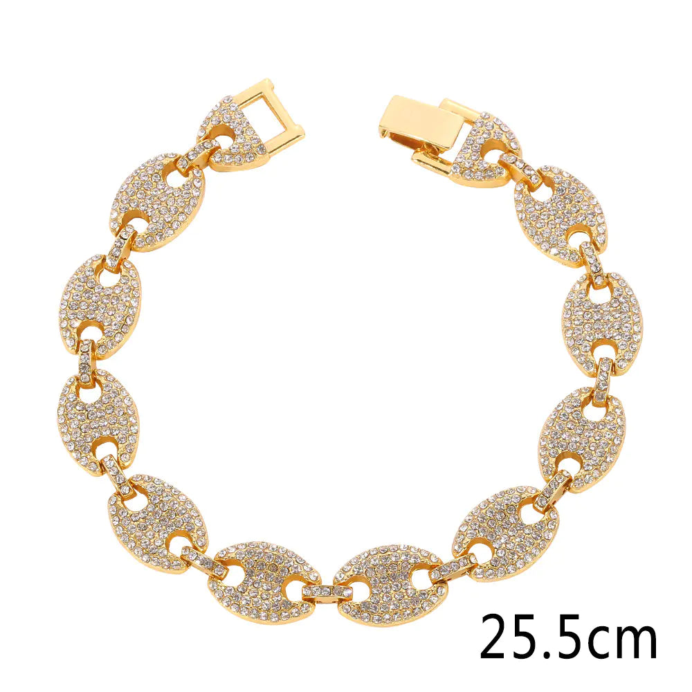 Diamond Button Pig Nose Bracelet for Women