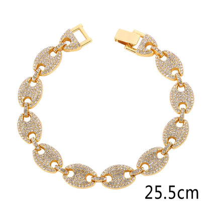 Diamond Button Pig Nose Bracelet for Women