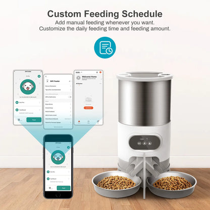 Dog / Cat Feeder, 45L Timed & Recorded Meals Using Mobile Phone